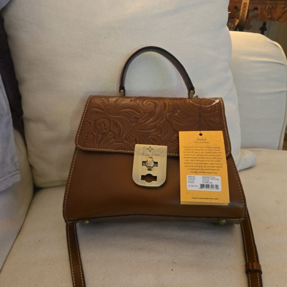 Patricia Nash Embossed Brown Leather Handbag
